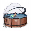Basen ogrodowy stelażowy duzy z filtrem i kopułą w zestawie z drabinką exit toysBasen ogrodowy stelażowy duzy z filtrem 