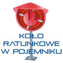KOŁO RATUNKOWE Z LINĄ W POJEMNIKU NA STOJAKU