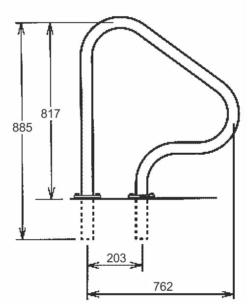 Poręcz basenowa stal AISI 316 model RS-2